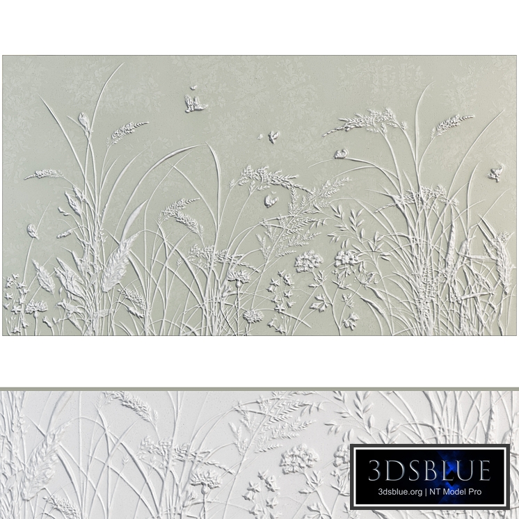 Botanical bas-relief plaster wall decorative panel garden birds tree flowers