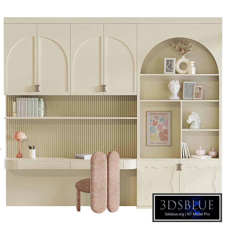 A cabinet-shelf with a workspace for a children's room 7
