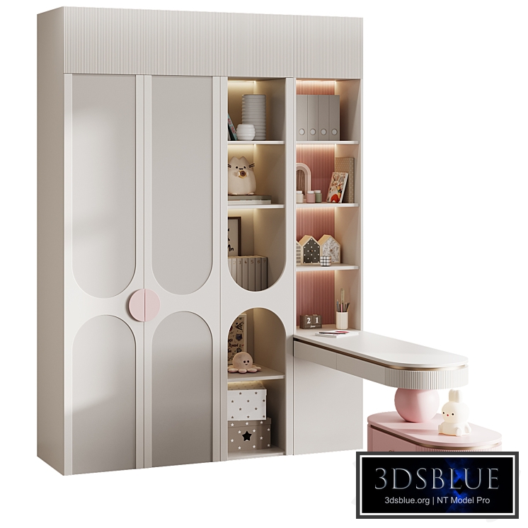 Children's room wardrobe with workspace 6