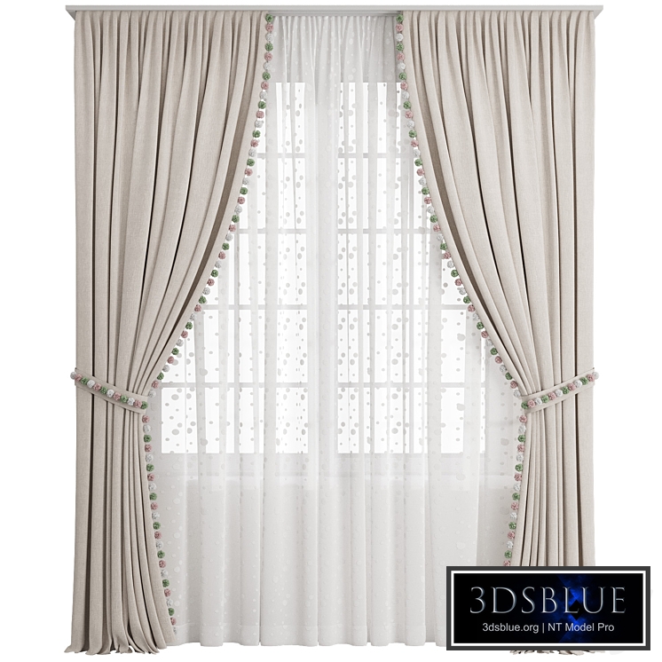 Curtains 130/ Curtains with colored pom-poms