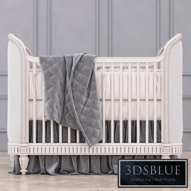 RH Belle Upholstered Crib (Antique Grey Mist)