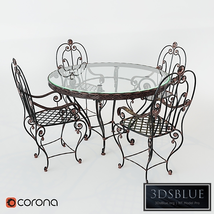 wroughtiron table and chairs