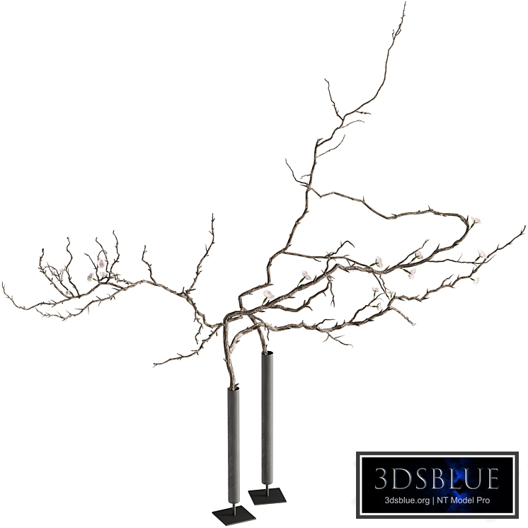plants bouquet branche in metal vase 040