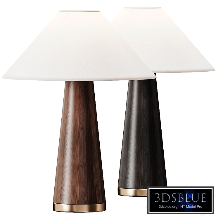 Baneza aged brass and wood cone table lamp