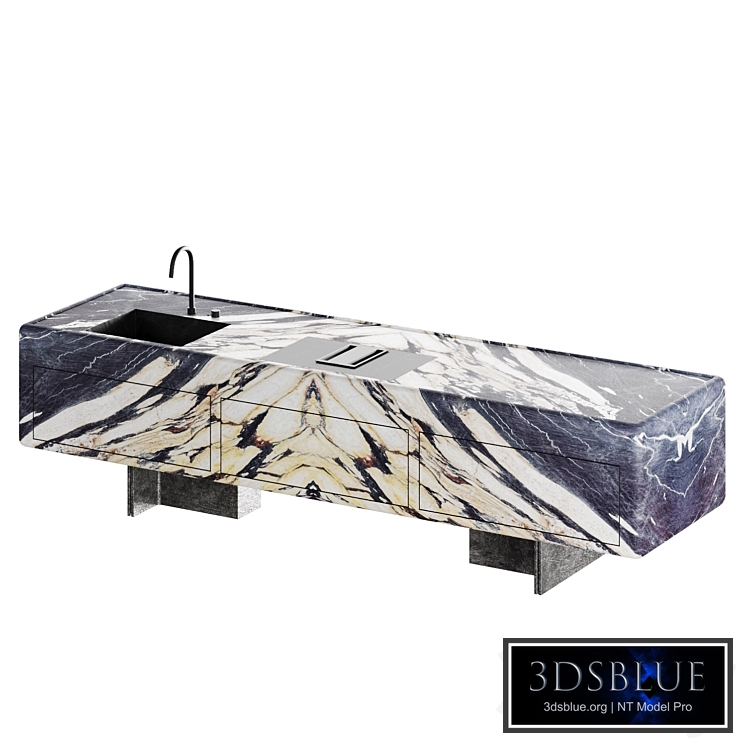 HENGE Oneon kitchen island with sink, faucet, and cooktop