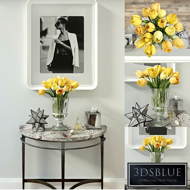 Decorative set with yellow tulips