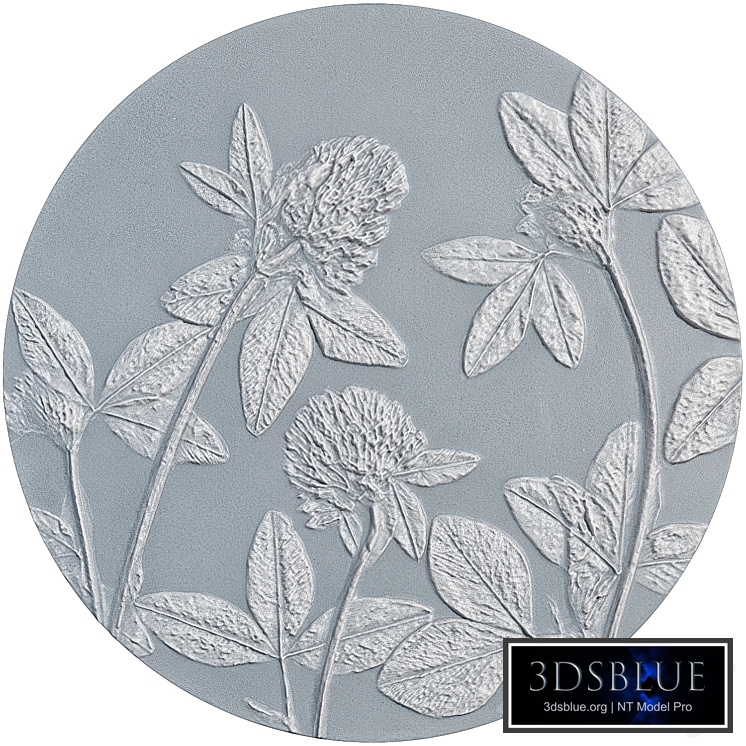 Round Botanical bas-relief plaster stucco wall decorative panel dried flowers meadow plants