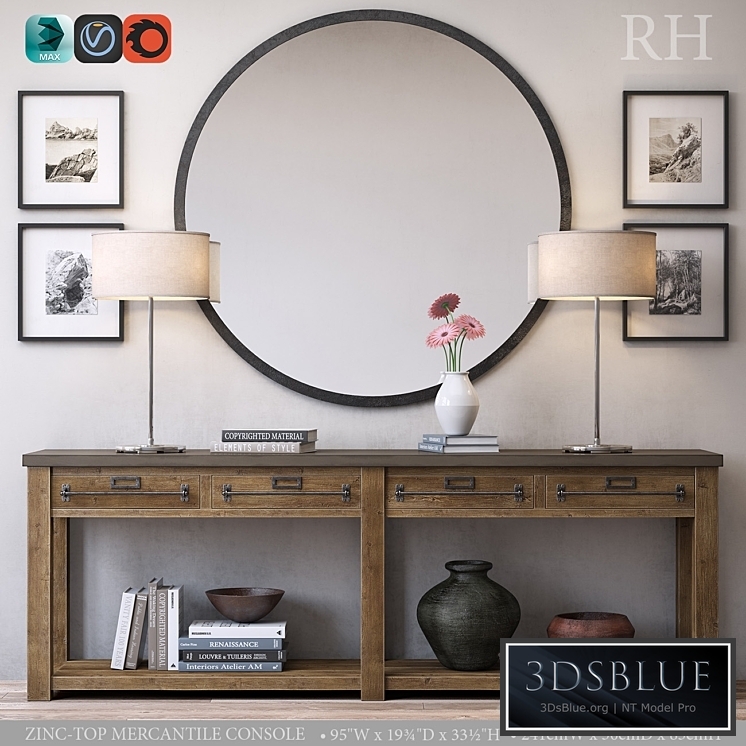 ZINC-TOP MERCANTILE CONSOLE