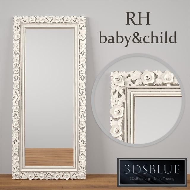 VINTAGE HAND-CARVED FLORAL LEANER MIRROR