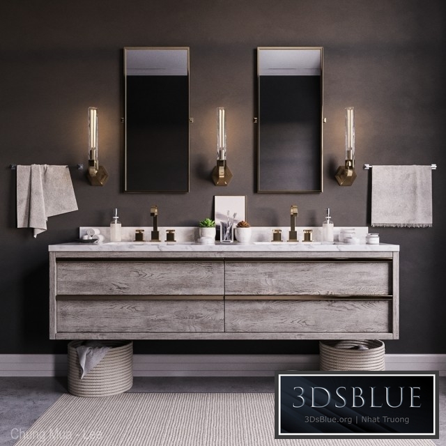Bezier double floating vanity RH