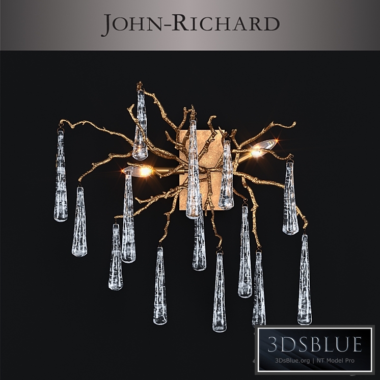 John-Richard Brass and Glass Teardrop Two-Light Wall Sconce