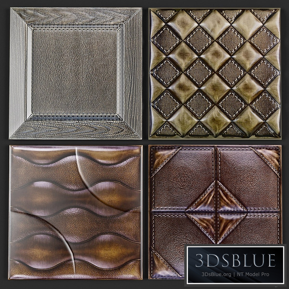 Decorative leather 3D panel