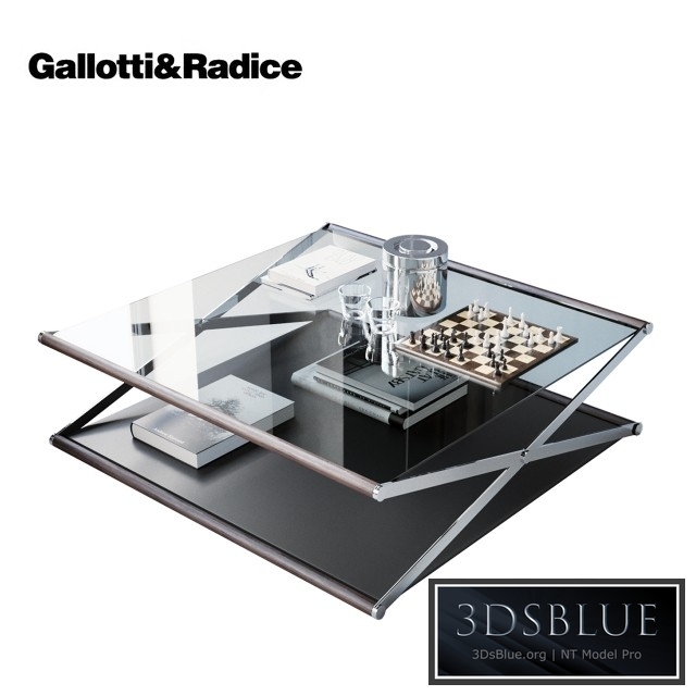 Nox Glass Wood and Metal Coffee Table by Gallotti &amp; Radice